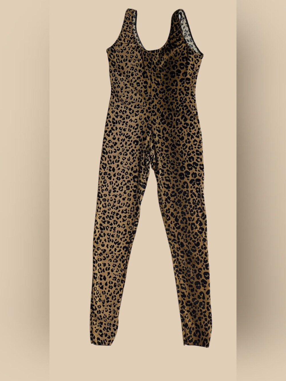 80s Leopard Print Catsuit With Stirrups Size Medium